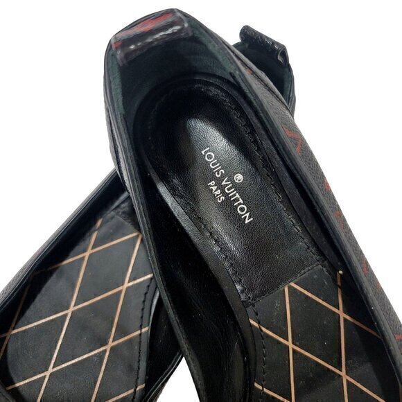 Louis Vuitton Monogram Red Black Flats 35 - Picture 8 of 11